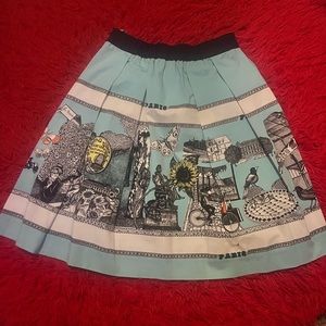 Anthropologie Skirt - Drawing by Balducci - pleated and whimsical size 8